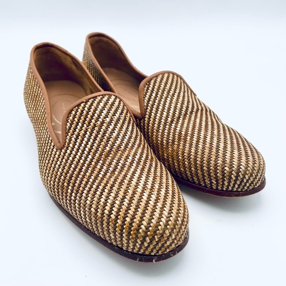 Stubbs & Wootton Shoes - Women’s Stubbs & Wootton Tan Woven Raffia Loafers